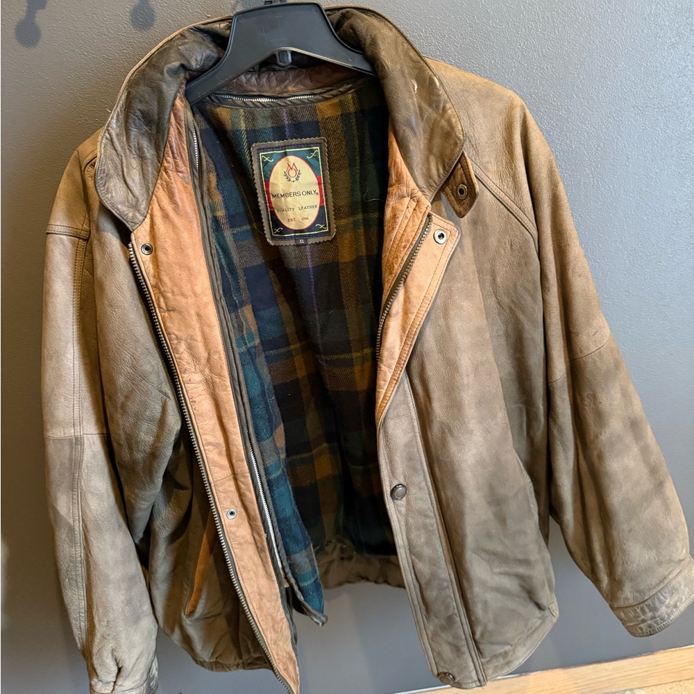 Members Only Vintage Genuine Leather Bomber Jacket - XL